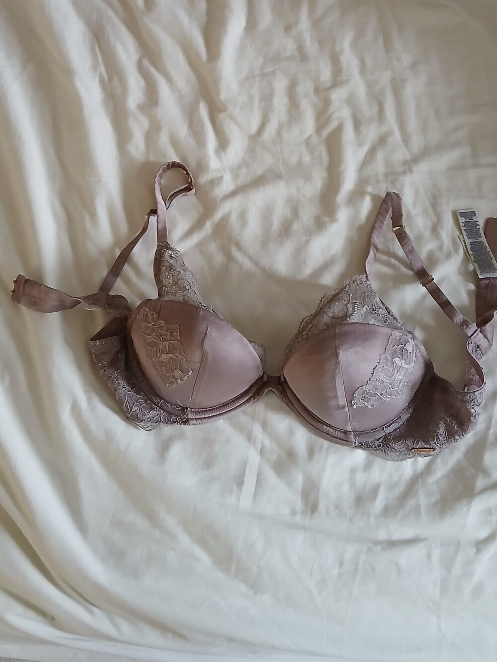 Autograph Rosie Collwction. Lace-Trim Satin Underwire Bra - Taupe